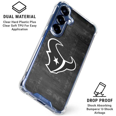 NFL Houston Texans Black & White Galaxy S25 FE Clear Case