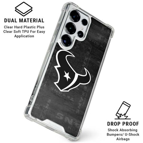 NFL Houston Texans Black & White Galaxy S25 Ultra Clear Case