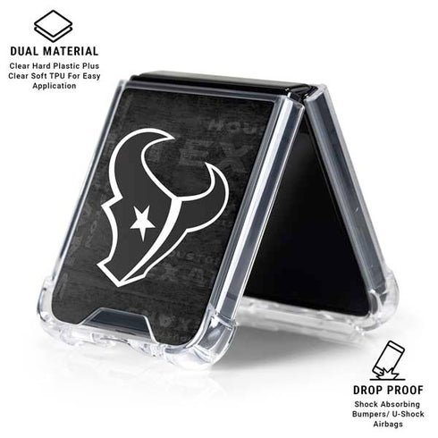 NFL Houston Texans Black & White Galaxy Z Flip6 Clear Case