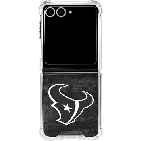 NFL Houston Texans Black & White Galaxy Z Flip7 Clear Case