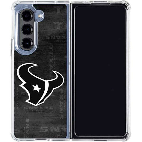 NFL Houston Texans Black & White Galaxy Z Fold5 5G Clear Case