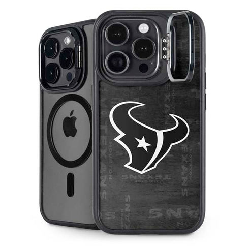 NFL Houston Texans Black & White iPhone 14 Pro Max Kickstand Case