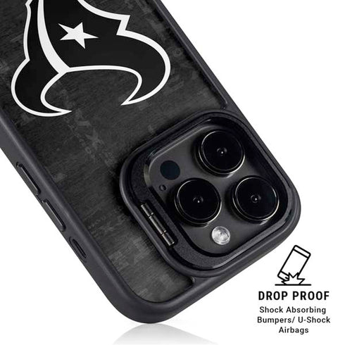 NFL Houston Texans Black & White iPhone 15 Pro Kickstand Case