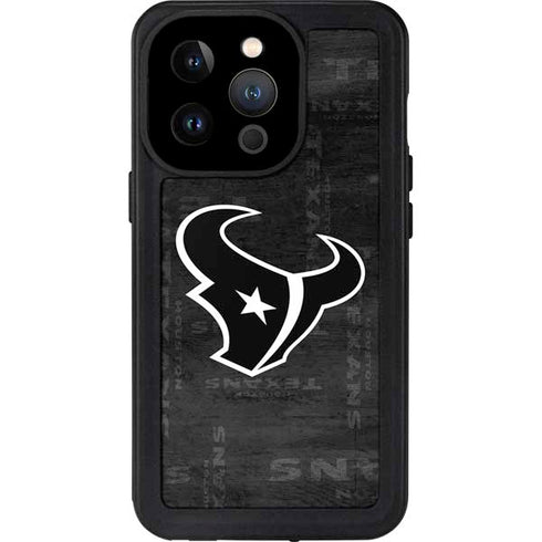 NFL Houston Texans Black & White iPhone 15 Pro Waterproof Case