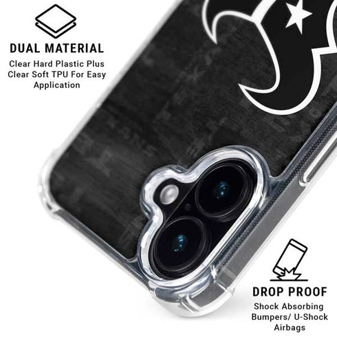 NFL Houston Texans Black & White iPhone 16 Plus Clear Case