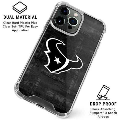 NFL Houston Texans Black & White iPhone 16 Pro Clear Case