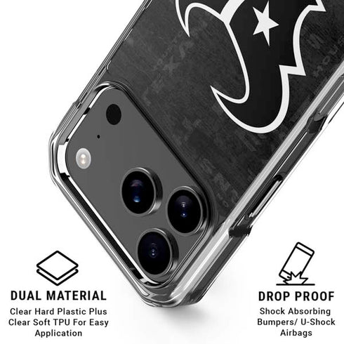 NFL Houston Texans Black & White iPhone 17 Pro Clear Case