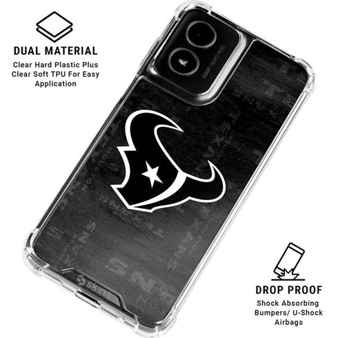 NFL Houston Texans Black & White Moto G Power 5G (2024) Clear Case