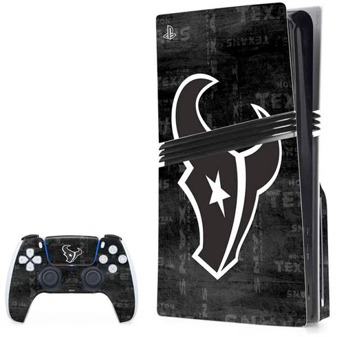 NFL Houston Texans Black & White PS5 Pro Disk Bundle Skin