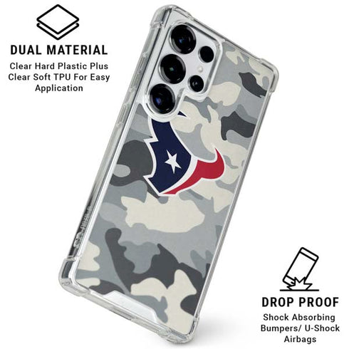 NFL Houston Texans Camo Galaxy S25 Ultra Clear Case