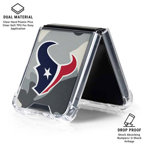 NFL Houston Texans Camo Galaxy Z Flip6 Clear Case