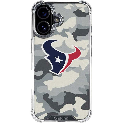 NFL Houston Texans Camo iPhone 16 Plus Clear Case