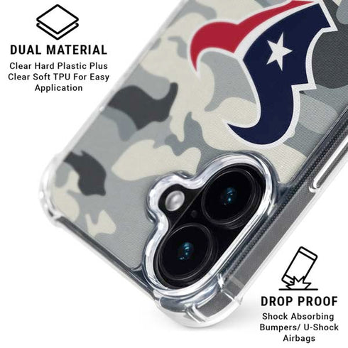 NFL Houston Texans Camo iPhone 16 Plus Clear Case