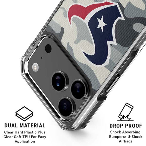NFL Houston Texans Camo iPhone 18 Pro Clear Case