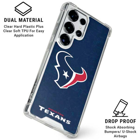 NFL Houston Texans Distressed Galaxy S25 Ultra Clear Case