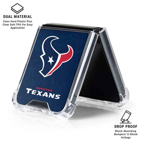 NFL Houston Texans Distressed Galaxy Z Flip6 Clear Case