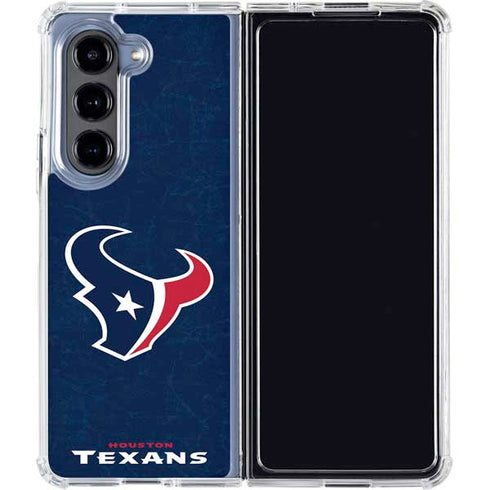 NFL Houston Texans Distressed Galaxy Z Fold5 5G Clear Case