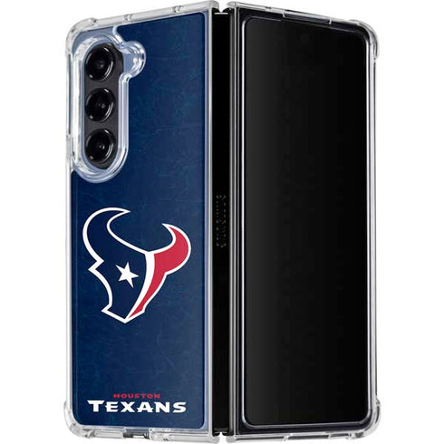 NFL Houston Texans Distressed Galaxy Z Fold5 5G Clear Case
