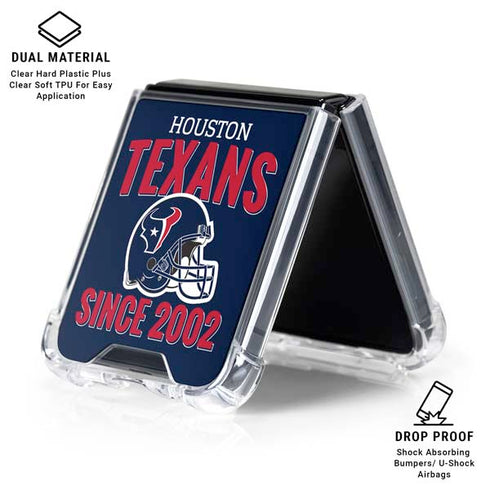 NFL Houston Texans Helmet Galaxy Z Flip6 Clear Case