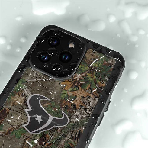 NFL Houston Texans Realtree Xtra Green Camo iPhone 15 Pro Waterproof Case