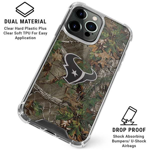 NFL Houston Texans Realtree Xtra Green Camo iPhone 16 Pro Max Clear Case