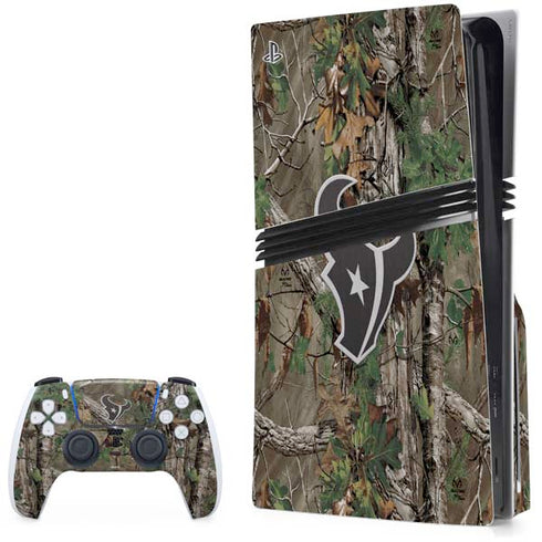NFL Houston Texans Realtree Xtra Green Camo PS5 Pro Disk Bundle Skin
