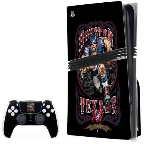 Liquid Blue NFL Houston Texans Running Back PS5 Pro Disk Bundle Skin