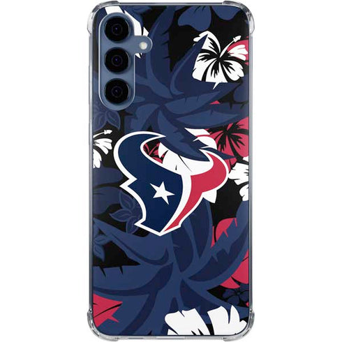 NFL Houston Texans Tropical Print Galaxy A55 5G Clear Case