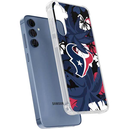 NFL Houston Texans Tropical Print Galaxy A55 5G Clear Case