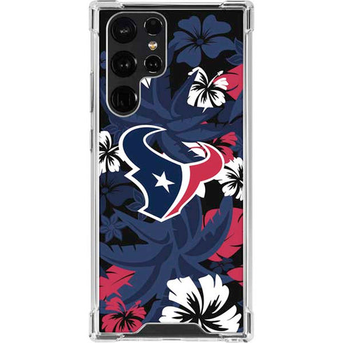 NFL Houston Texans Tropical Print Galaxy S23 Ultra Clear Case