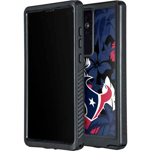 NFL Houston Texans Tropical Print Galaxy S24 Ultra Waterproof Case