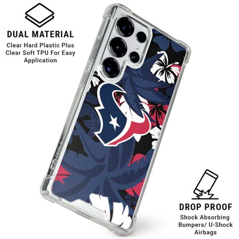 NFL Houston Texans Tropical Print Galaxy S25 Ultra Clear Case