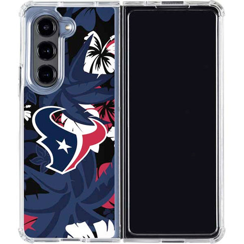 NFL Houston Texans Tropical Print Galaxy Z Fold5 5G Clear Case