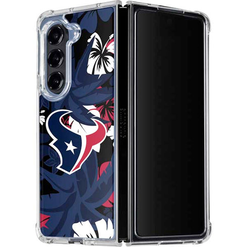 NFL Houston Texans Tropical Print Galaxy Z Fold5 5G Clear Case