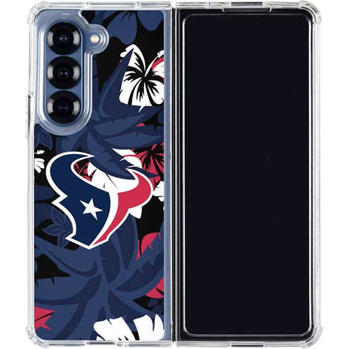 NFL Houston Texans Tropical Print Galaxy Z Fold6 Clear Case