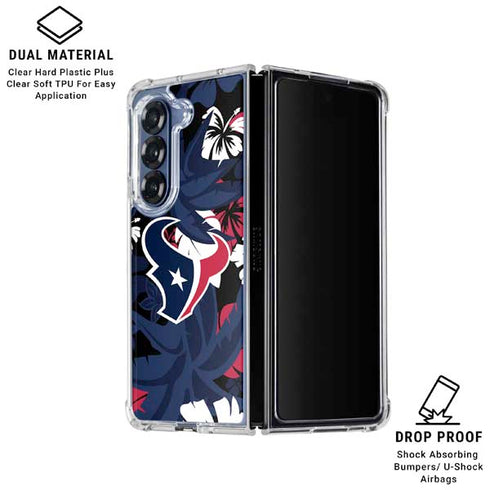 NFL Houston Texans Tropical Print Galaxy Z Fold6 Clear Case