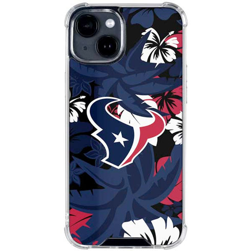 NFL Houston Texans Tropical Print iPhone 15 Clear Case