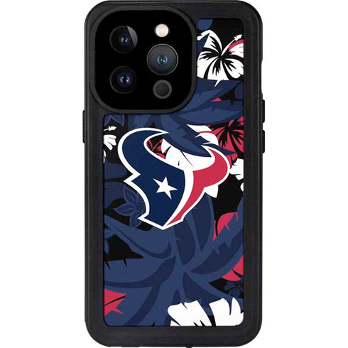 NFL Houston Texans Tropical Print iPhone 15 Pro Waterproof Case