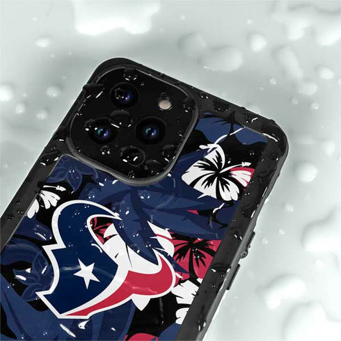 NFL Houston Texans Tropical Print iPhone 15 Pro Waterproof Case