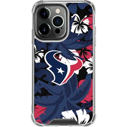 NFL Houston Texans Tropical Print iPhone 16 Pro Max Clear Case