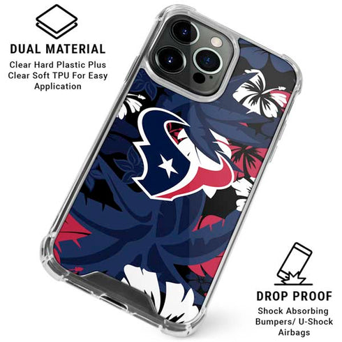 NFL Houston Texans Tropical Print iPhone 16 Pro Max Clear Case