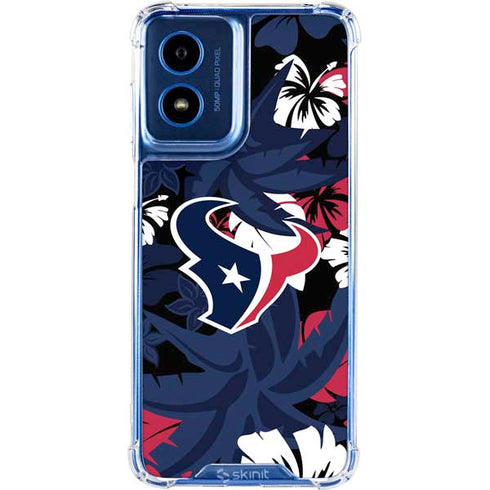 NFL Houston Texans Tropical Print Moto G 5G (2024) Clear Case