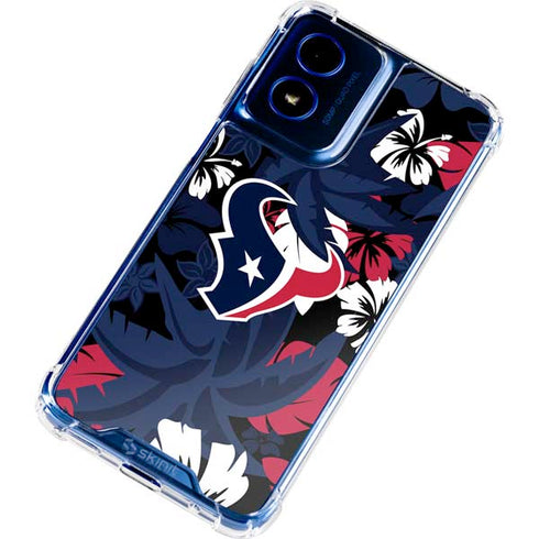 NFL Houston Texans Tropical Print Moto G 5G (2024) Clear Case
