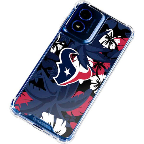 NFL Houston Texans Tropical Print Moto G Play 4G (2024) Clear Case