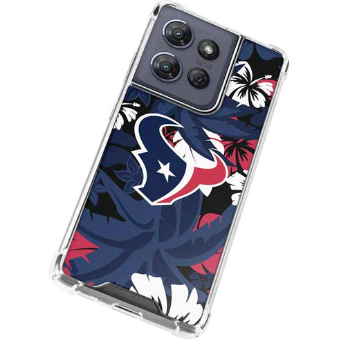 NFL Houston Texans Tropical Print Moto G Play 5G (2025) Clear Case