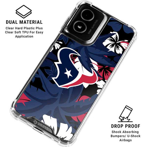 NFL Houston Texans Tropical Print Moto G Power 5G (2024) Clear Case