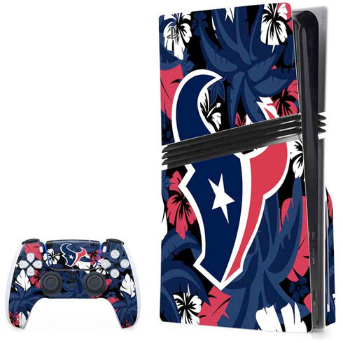 NFL Houston Texans Tropical Print PS5 Pro Disk Bundle Skin