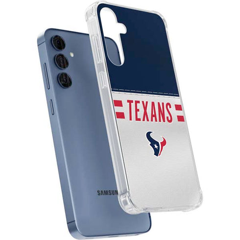 NFL Houston Texans White Striped Galaxy A55 5G Clear Case