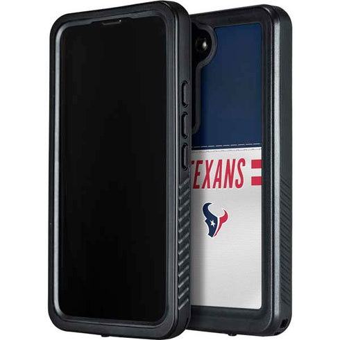 NFL Houston Texans White Striped Galaxy S24 Plus Waterproof Case