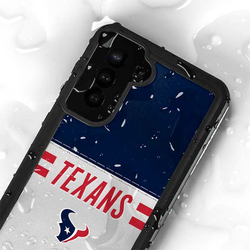 NFL Houston Texans White Striped Galaxy S24 Plus Waterproof Case